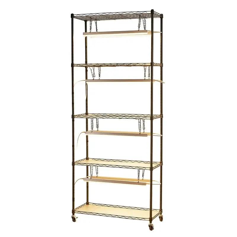 Plant Shelf with Grow Light, 5-Tier Indoor Plant Stand, 71 in Tall Plants Display Rack with Wheels & 4/9/14H Timer, 80W T5 LED Full Spectrum Grow Lights, Flower Pot Holder for Seed Starting