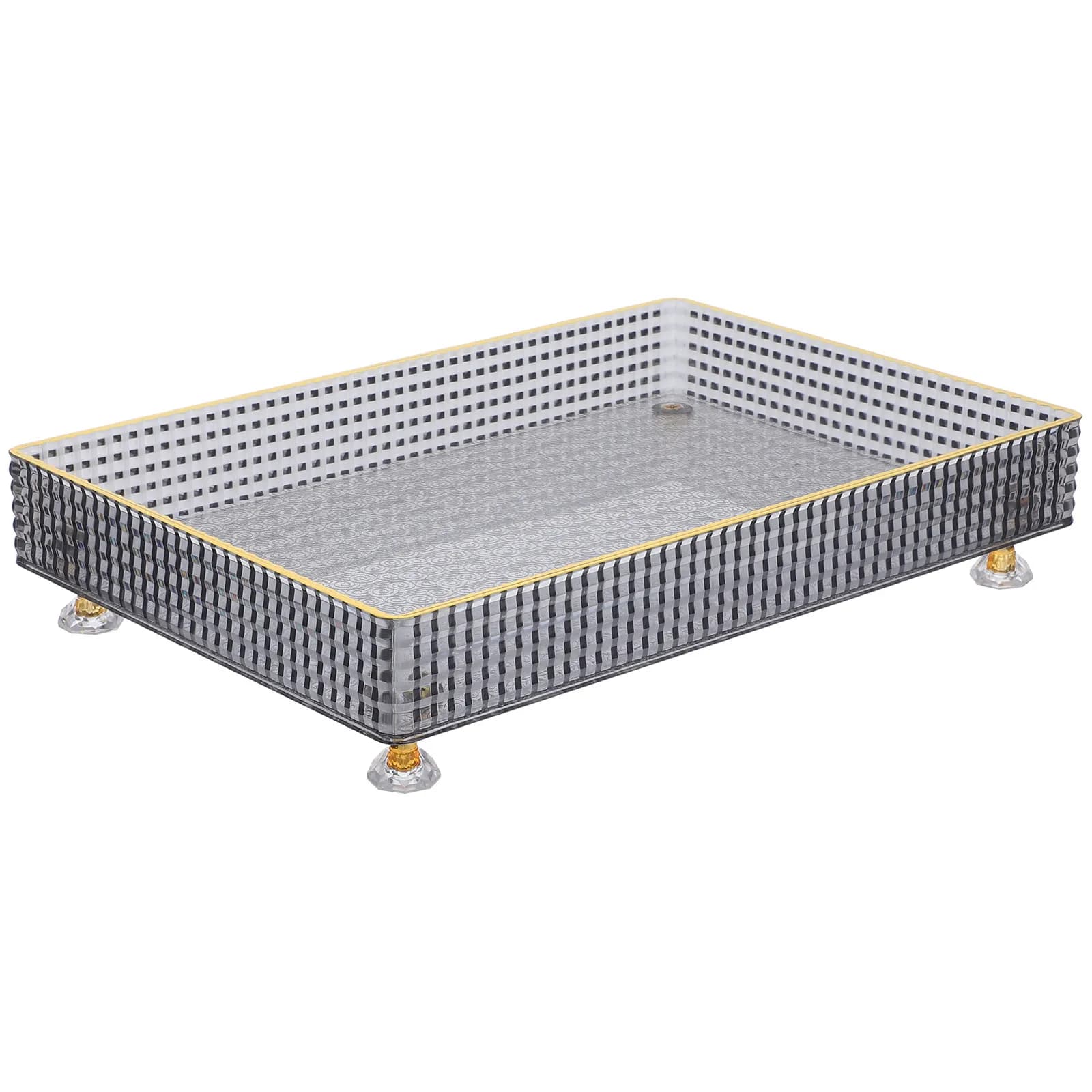Household Rectangular Serving Tray with Gold Rim Decorative Fruit Plate Snack Holder Dried Fruit Dessert Plates for Home Hotel
