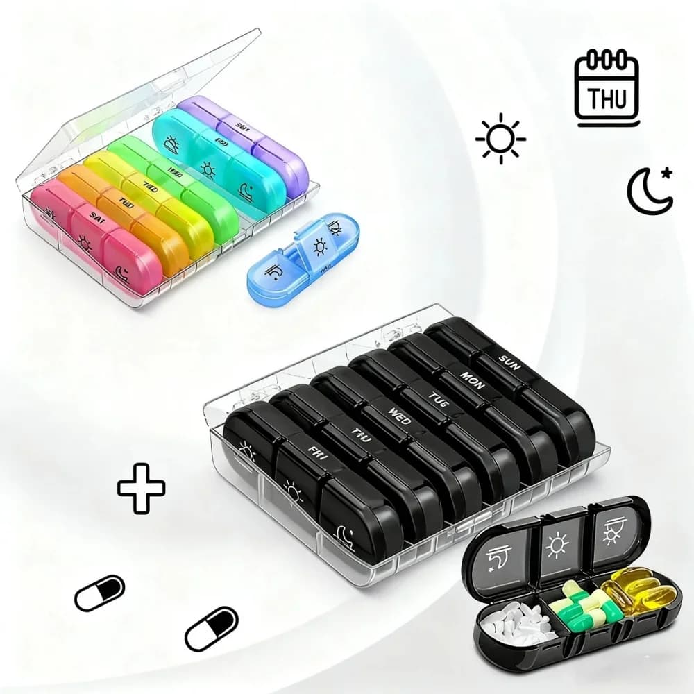 7‑Day Pill Box 21 Grids 3 Times Daily Portable Travel Medicine Organizer Large Compartment Pill Case For Vitamins Fish Oil Use