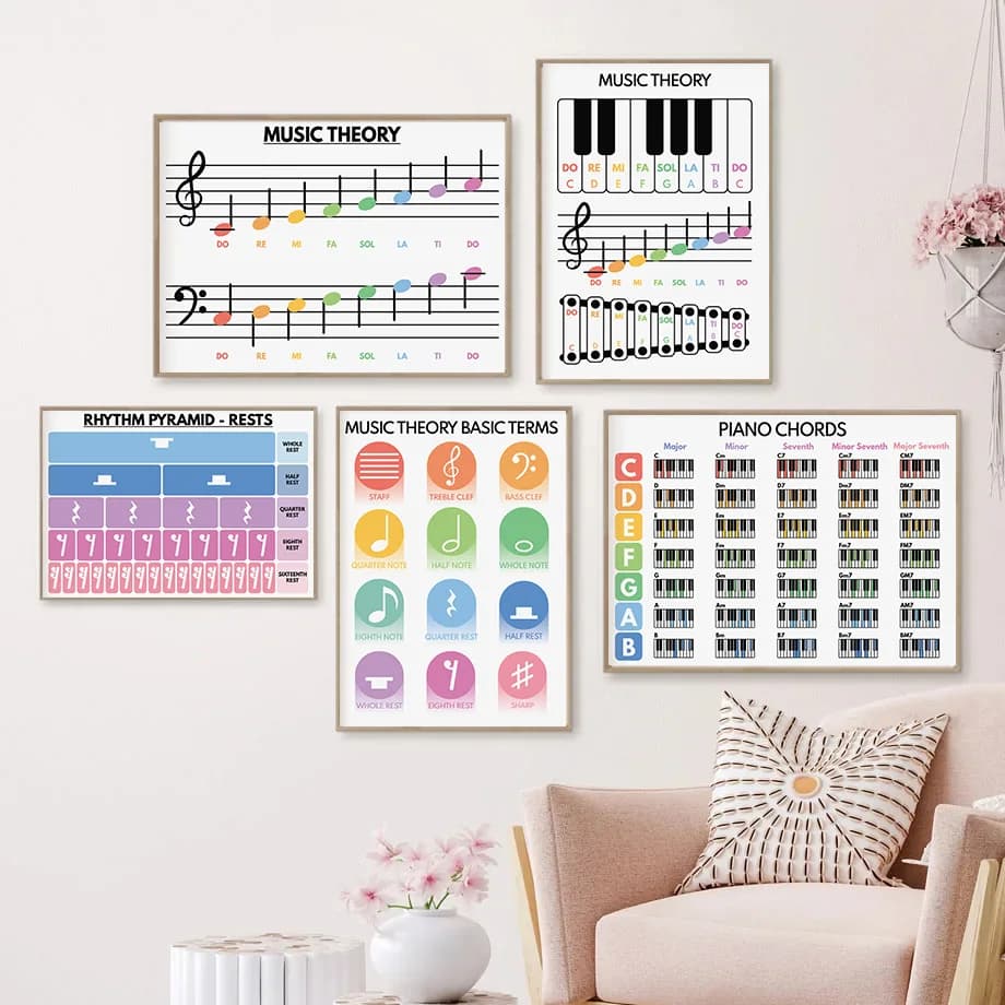 Piano Educationa Teaching Basic Terms Music Theory Poster Print Wall Art Pictures Canvas Painting Room Bedroom Home Decor Gift