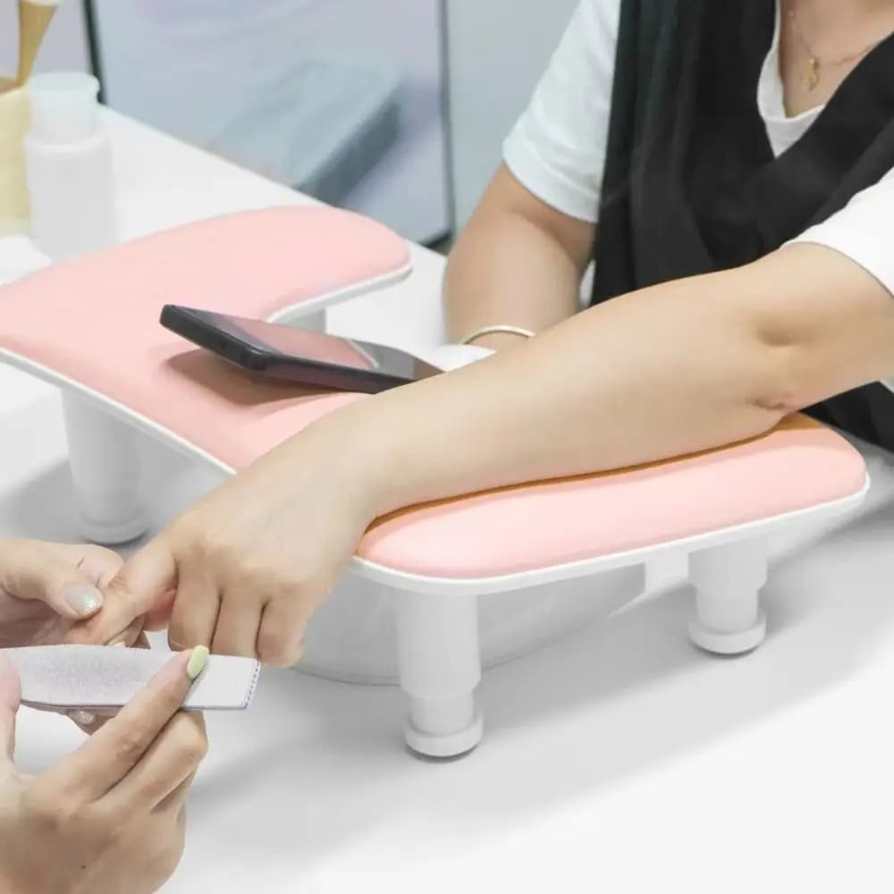 Cuscino per Manicure a Forma di U, Girevole e Sollevabile, Ergonomico, Poggiabraccio Antiscivolo per Nail Art