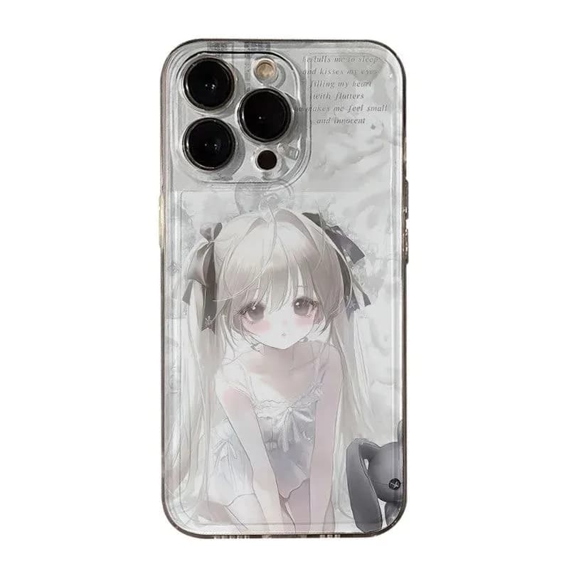 Japan Cute Anime Girl Yosuga no Sora Phone Case iphone 11 12 13 14 15 16 17 Pro Max 16 Plus Transparent fall protect Cover