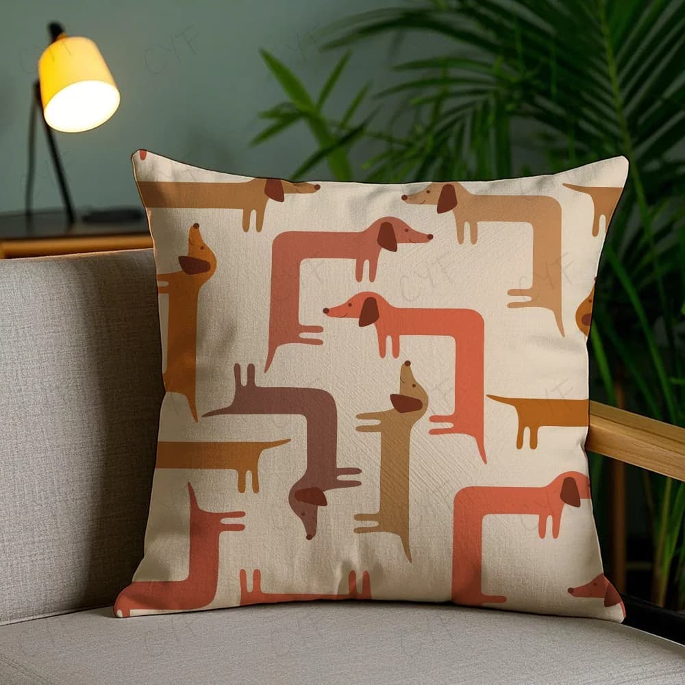 Fodera per cuscino bifacciale con simpatico cane a forma di salsiccia, 1 pezzo, decorativa con animali dei cartoni animati, per divano, letto, decorazioni per la casa