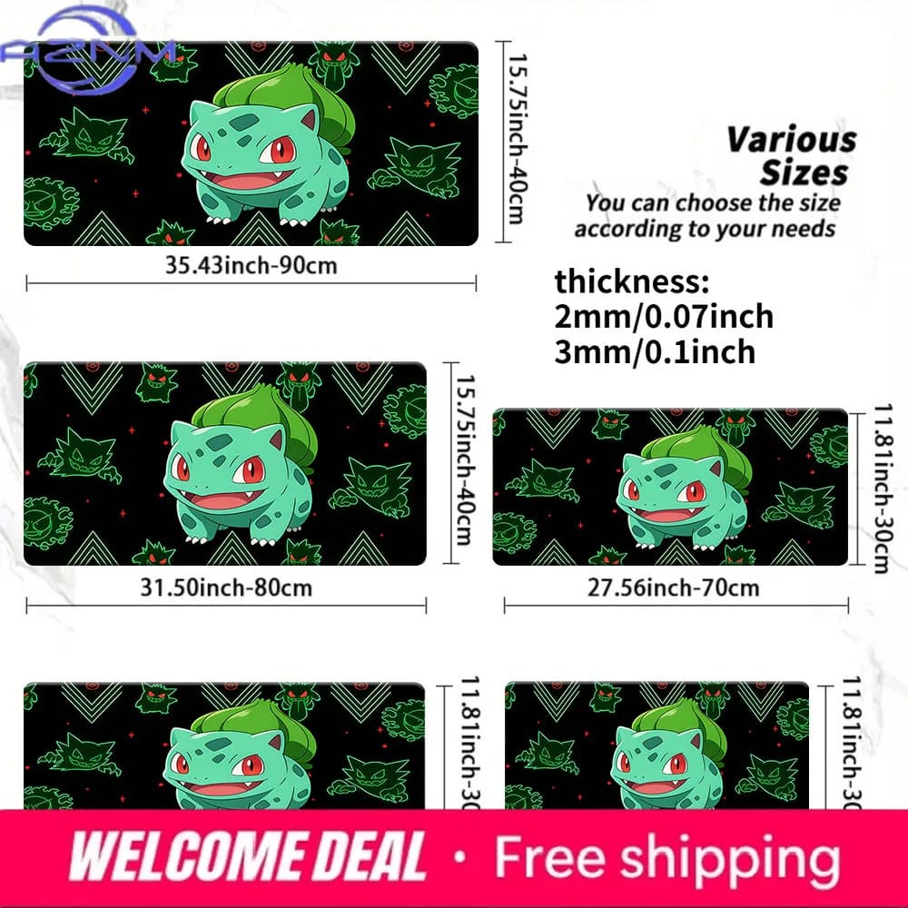 Tappetino per mouse da gioco Bulbasaur & Haunter, tappetino da scrivania antiscivolo