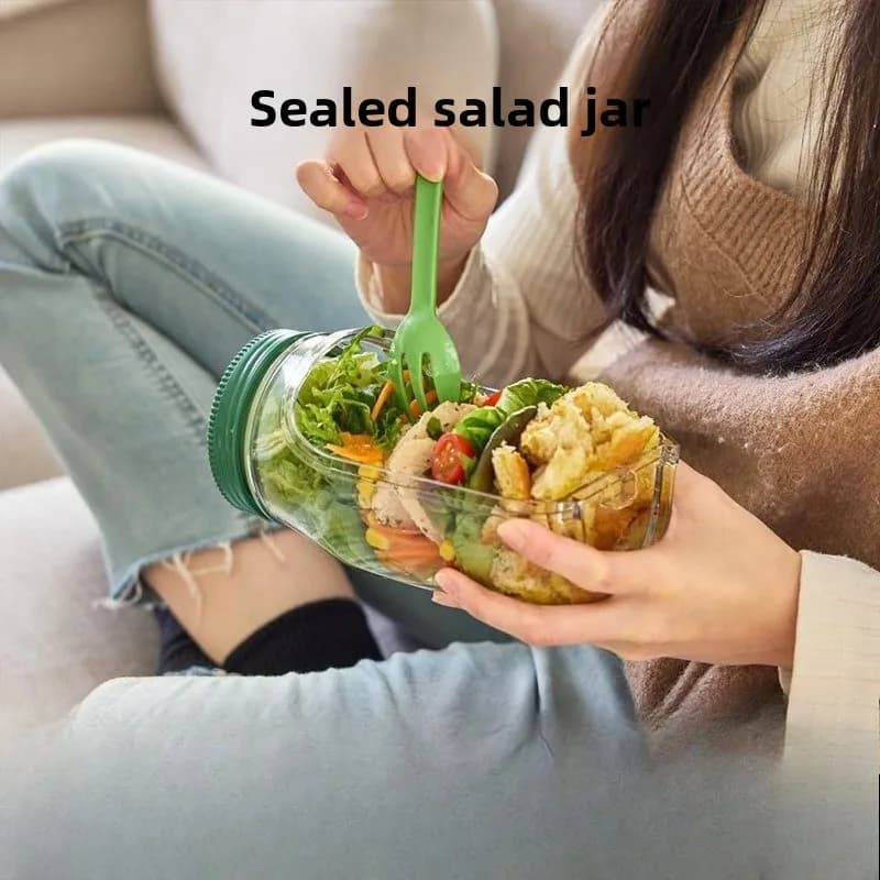 Contenitore Portatile in Plastica per Insalata, Ermetico, Tutto in Uno, con Coperchio ad Apertura Laterale, Scatola per Conservazione Frutta Fresca, per Preparazione Pasti e Picnic