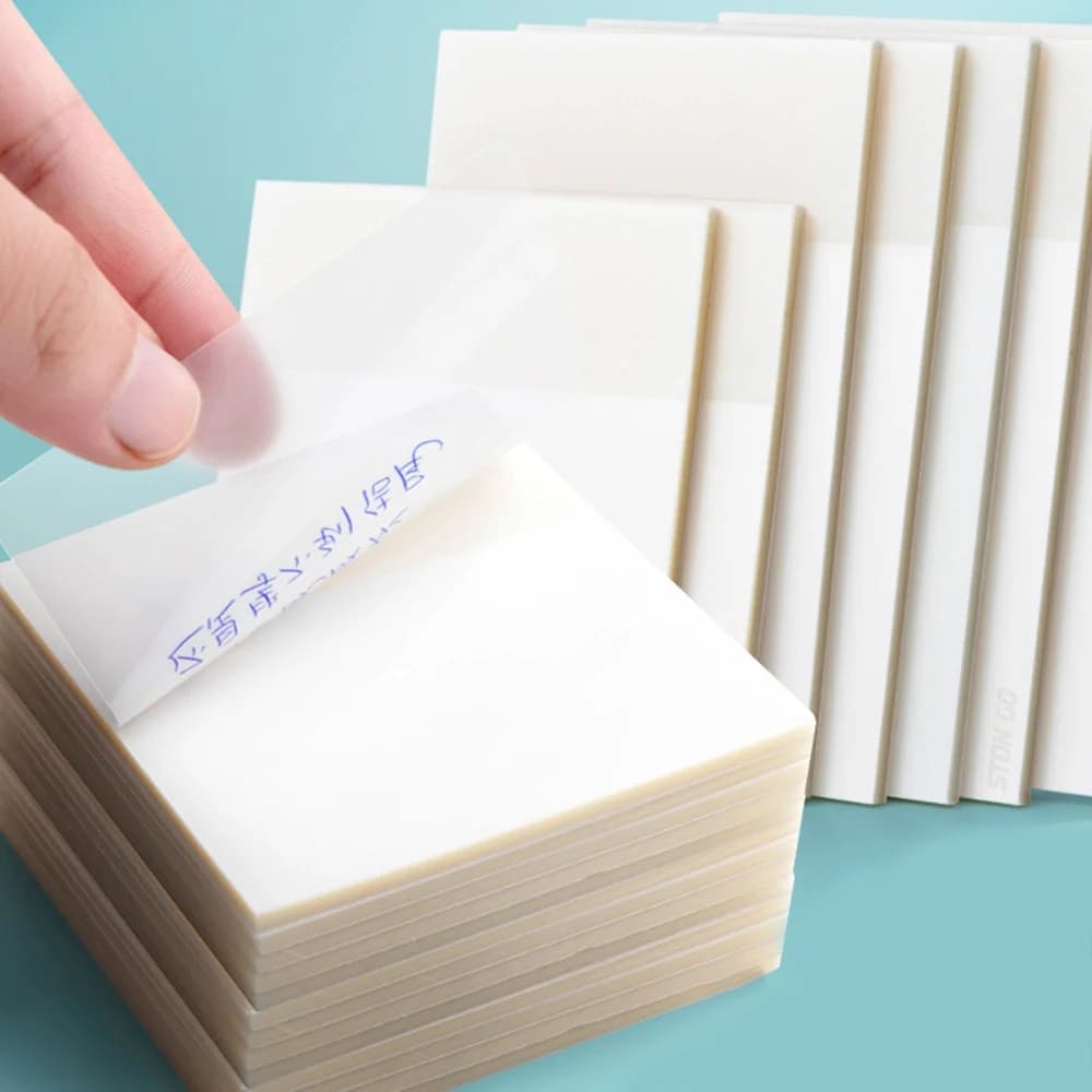 50 fogli/blocco Blocco di foglietti adesivi trasparenti, impermeabili, autoadesivi, trasparenti, per promemoria, messaggi, promemoria, per casa, ufficio, scuola