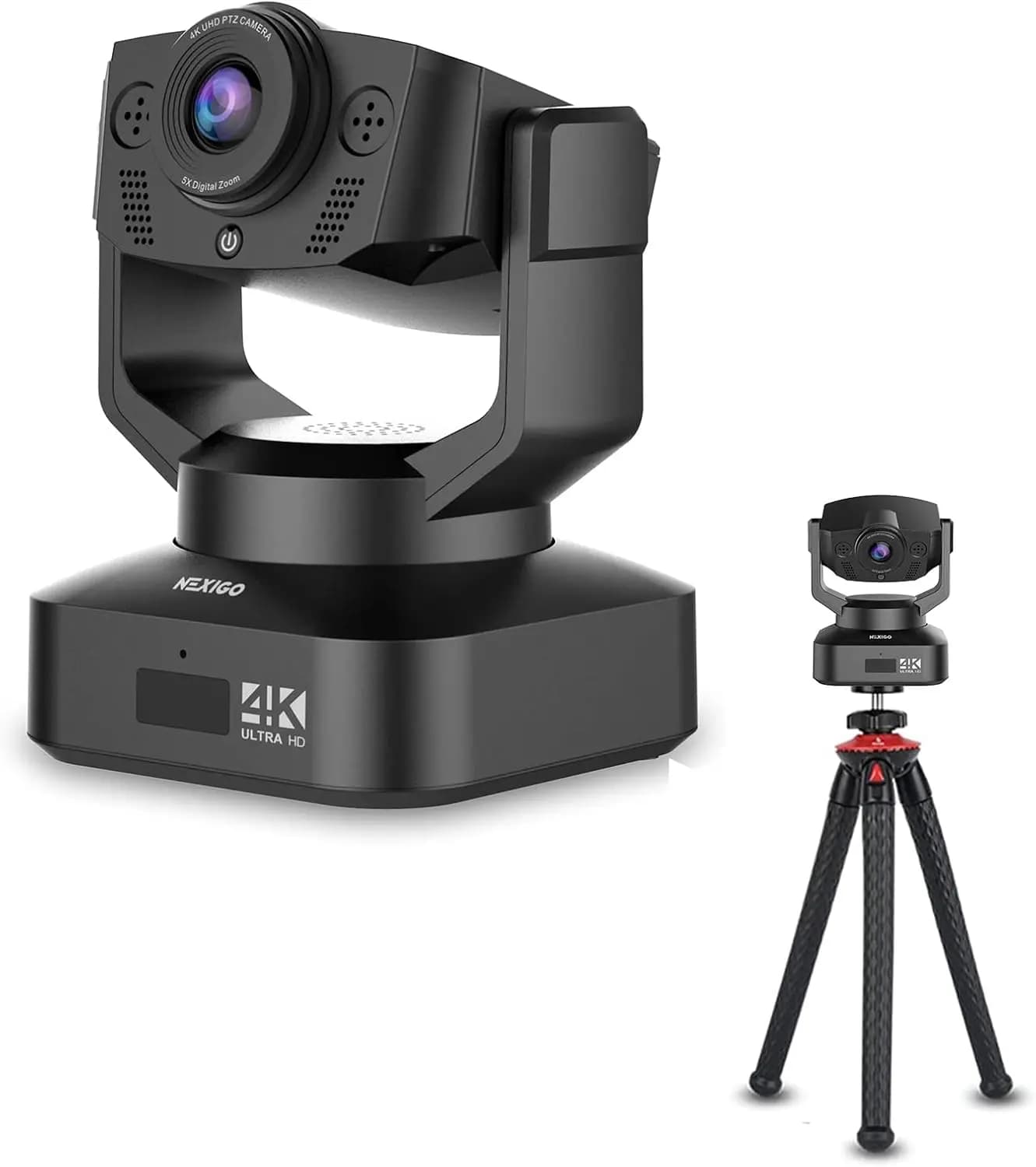 Ultra HD 2160P PTZ Webcam with 5X Digital Zoom, Sony Starvis Sensor, Position Preset, and Flexible Mini Tripod – Ideal for Skype, Teams, and Zoom Meetings