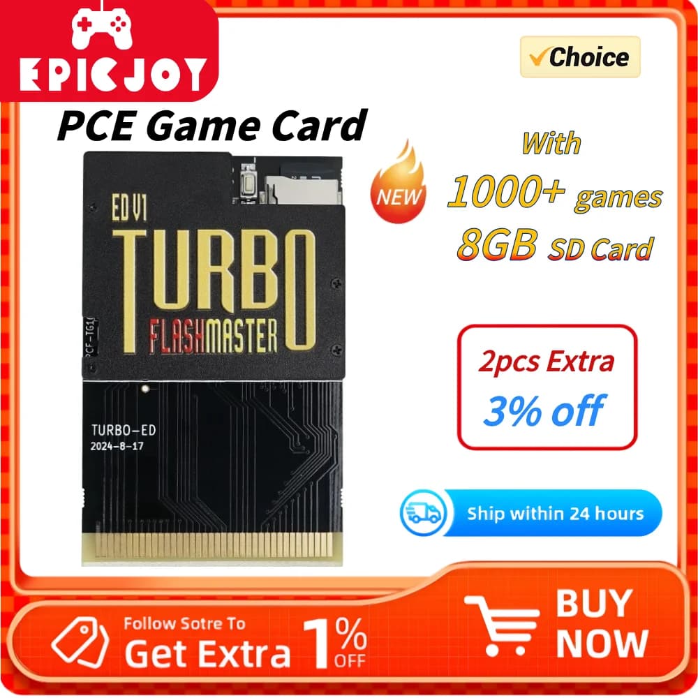 EPICJOY Scheda di gioco PCE con oltre 1000 giochi Drive Memory Card Store NTSC / Pal File di gioco per console di gioco PC-Engine Turbo GrafX
