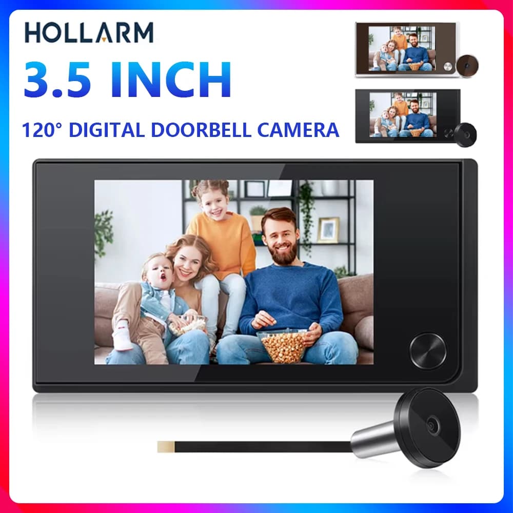 Telecamera per campanello da 3,5 pollici Visualizzatore spioncino con angolo di 120 gradi Telecamera per porta digitale esterna sicura per casa intelligente