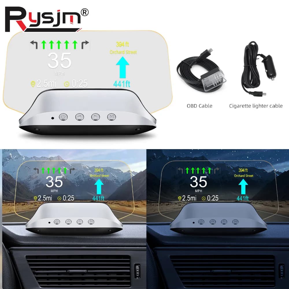 Display HUD C3 OBD GPS con Proiezione Automatica, Navigazione OBD2 EOBD, Tachimetro GPS, Schermo Multifunzione con Proiezione di Temperatura e RPM