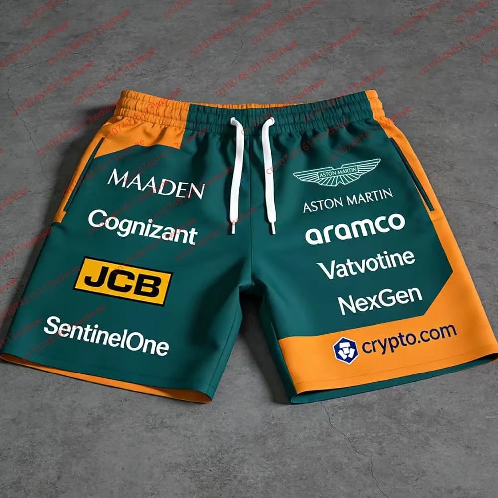 Pantaloncini da Spiaggia Aston Martin 2026 da Uomo, Asciugatura Rapida, Traspiranti, per Nuoto e Tempo Libero, Ideali per Appassionati di Corse e Spiaggia