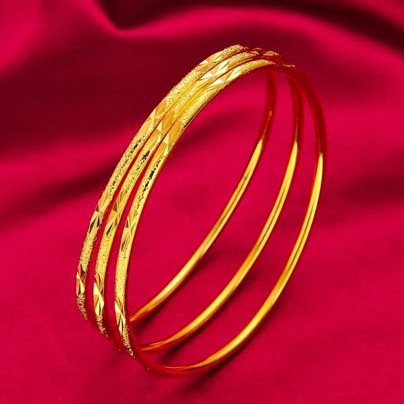Bracelet in real gold 9999 24K for woman 999 Three Living Three generations Sky star smooth with fine circles Jewels 24K