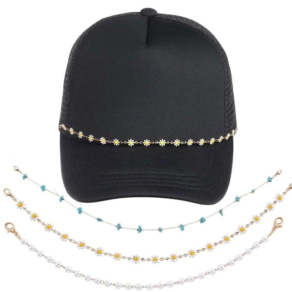 3pcs/Set Fashionable Items Detachable Cap Charms Alloy Pearl DIY Hat Chain Link Leaves Stainless Steel Rolo Chain Themed Events