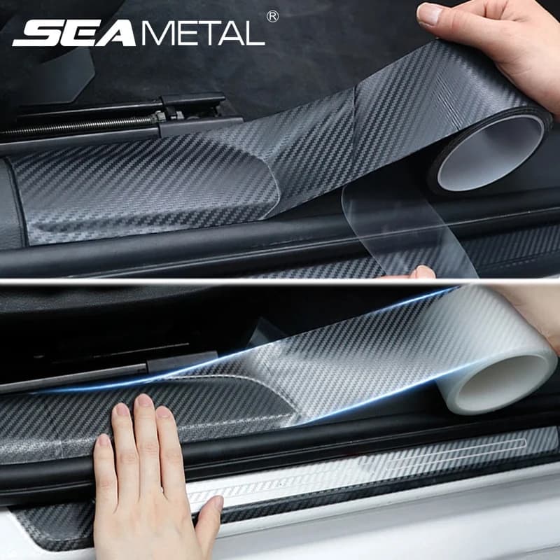 SEAMETAL Pellicola protettiva per portiera auto Protezione per bordi porta in fibra di carbonio 3D Adesivo opaco per protezione vernice per auto antigraffio resistente all'usura