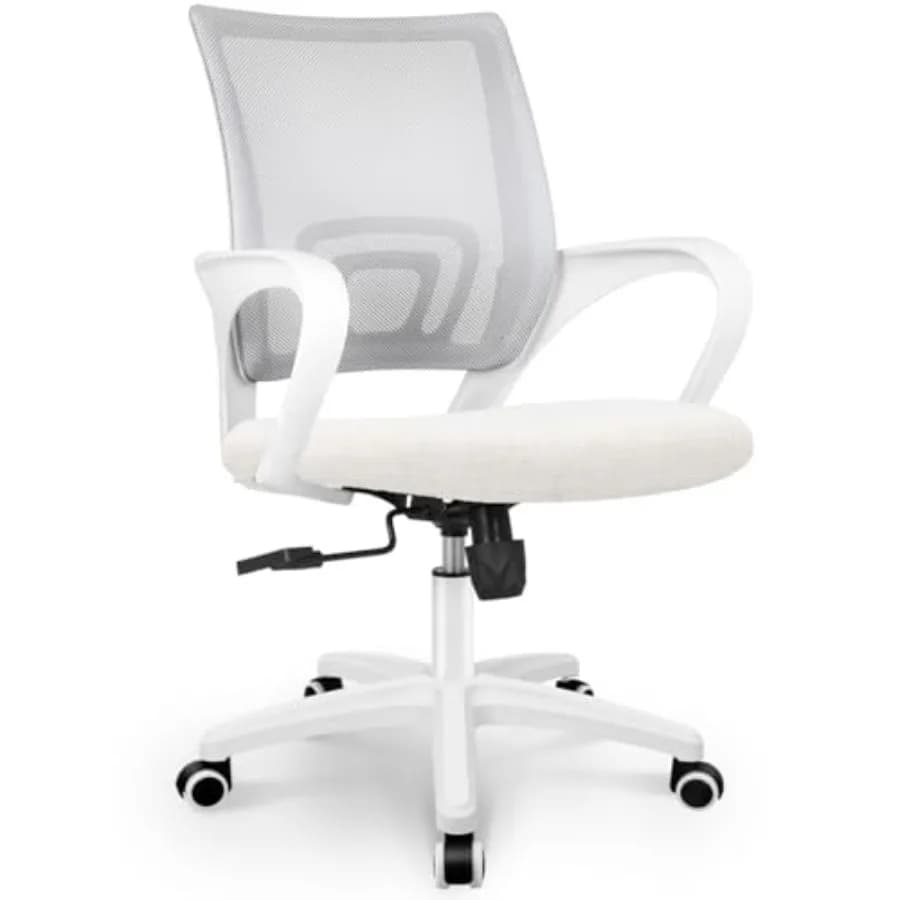 Sedia da Ufficio Ergonomica con Schienale in Rete, Cuscino per Gaming, Supporto Lombare Confortevole, Altezza Regolabile, Girevole con Rotelle