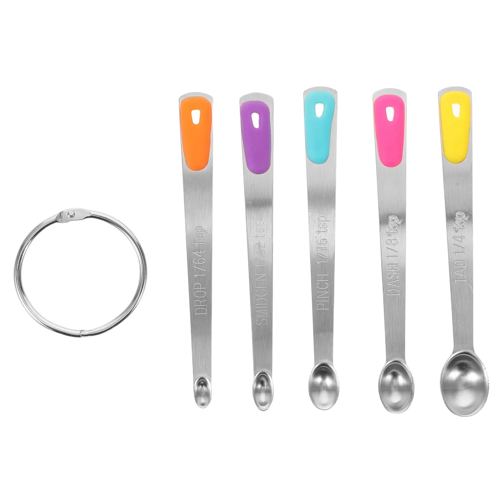5Pcs Color Grip Stainless Steel Mini Measuring Spoon Set Anti Slip Handles for Baking Cooking Coffee Spice Jar Accurate Measures
