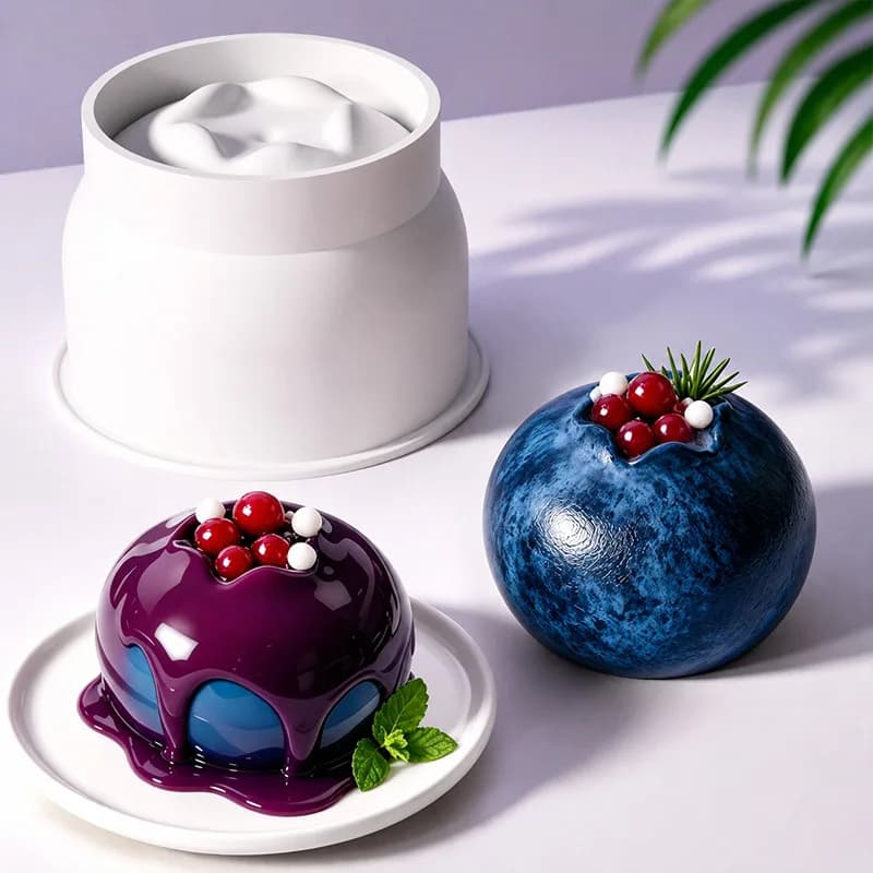 Blueberry Candle Molds DIY 4 Inches Blue Berry Soap Candle Siicone Mold Multi-function Bread Chocolate Mousse Cake Baking Tools