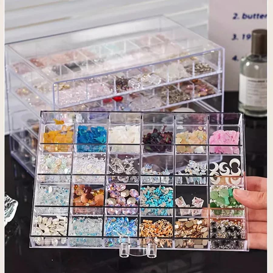 3-120 griglia di cristallo cassetto portaoggetti organizzatore di gioielli scatola di materiali artigianali fai da te per l'artigianato e il hobby dell'home office
