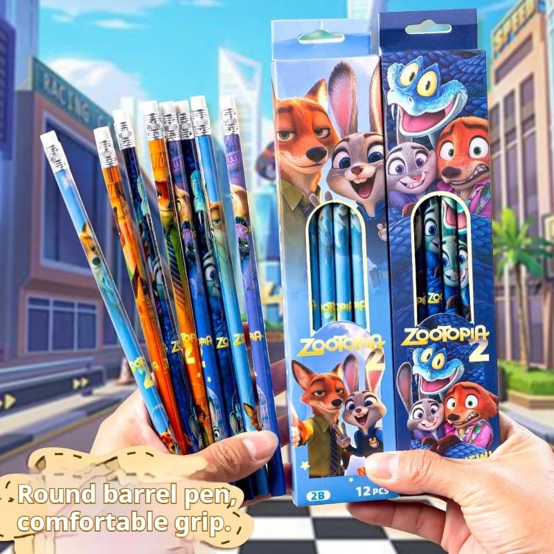 HOT sale 4pcs-12pcs no box Zootopia Pencil Set Cartoon New 2b Non Toxic Pencil Student Back-To-School Study Supplies Gifts