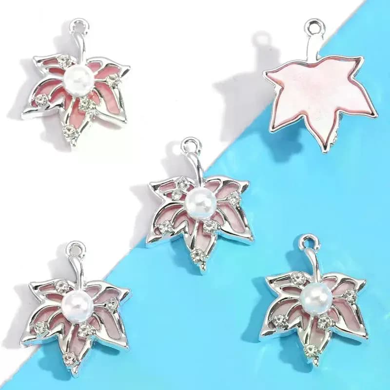 10 pezzi in lega di stile misto, ciondolo a forma di stella e luna con strass in resina rosa intarsiata, collana fai da te, accessorio per braccialetto