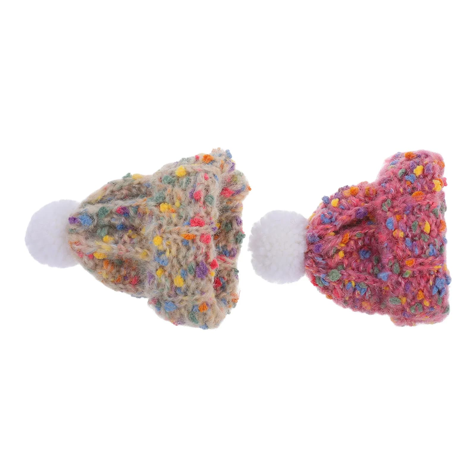 2 Pezzi Mini Cappelli Lavorati a Maglia in Lana, Piccoli Berretti Invernali per Decorazioni Casa delle Bambole, Artigianato Fai-da-Te, Forniture Artistiche, Cappello Natalizio