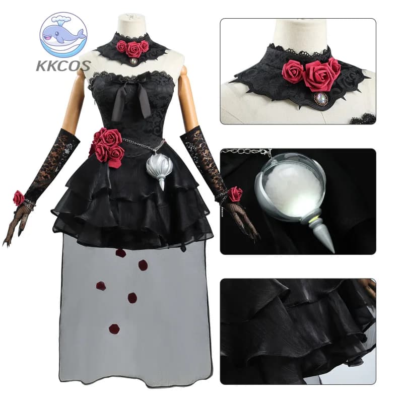 Game Identity V Psychologist Everlasting Night Ada Mesmer Cosplay Costume Black high quality elegant dress accessory set KKCos
