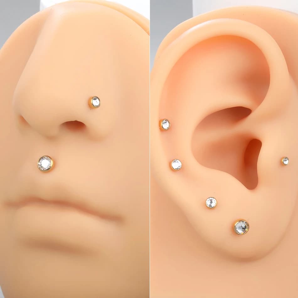 1 Pezzo Piercing Labret in Titanio 16G con Cristallo CZ per Trago, Helix, Cartilagine, Conch, Labbro, Medusa - Gioielli per Piercing Corpo