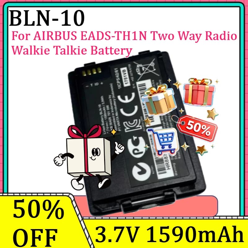 Batteria Nuova BLN-10 3.7V 1590mAh 5.9Wh agli Ioni di Litio per Radio Bidirezionale AIRBUS EADS-TH1N