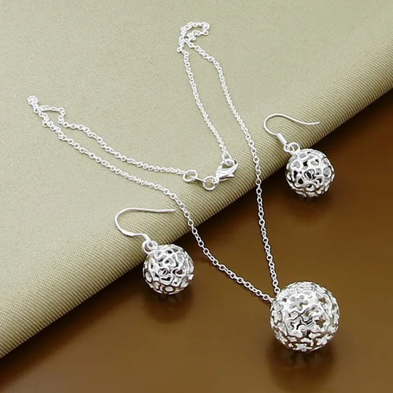 Set di collana e orecchini con ciondolo tennis piccolo in argento sterling 925, regalo di gioielli semplici e alla moda per ragazze, per compleanno e anniversario