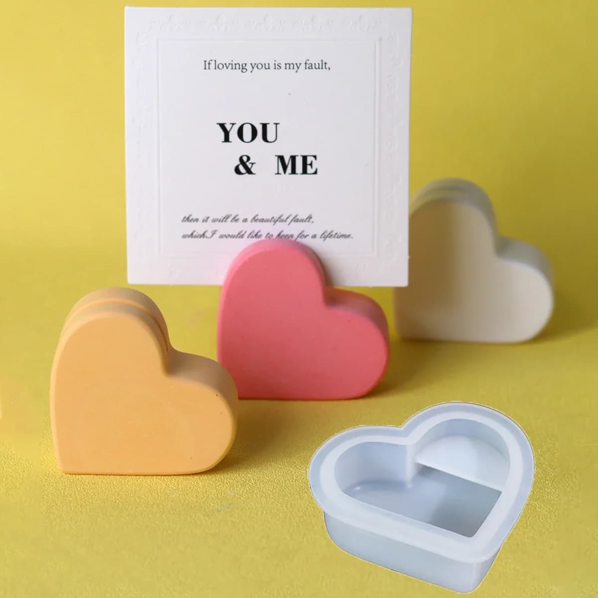 DIY Love Business Card Holder Silicone Mold Concrete Plaster Epoxy Resin Decorative Crafts Handmade Home Office Desktop Ornament