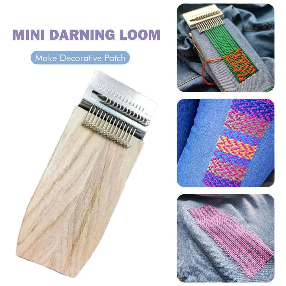 Clothes Mending Wooden Mini Loom Quickly Makes Rectangular Mending Loom Portable Weaving Loom DIY Textile