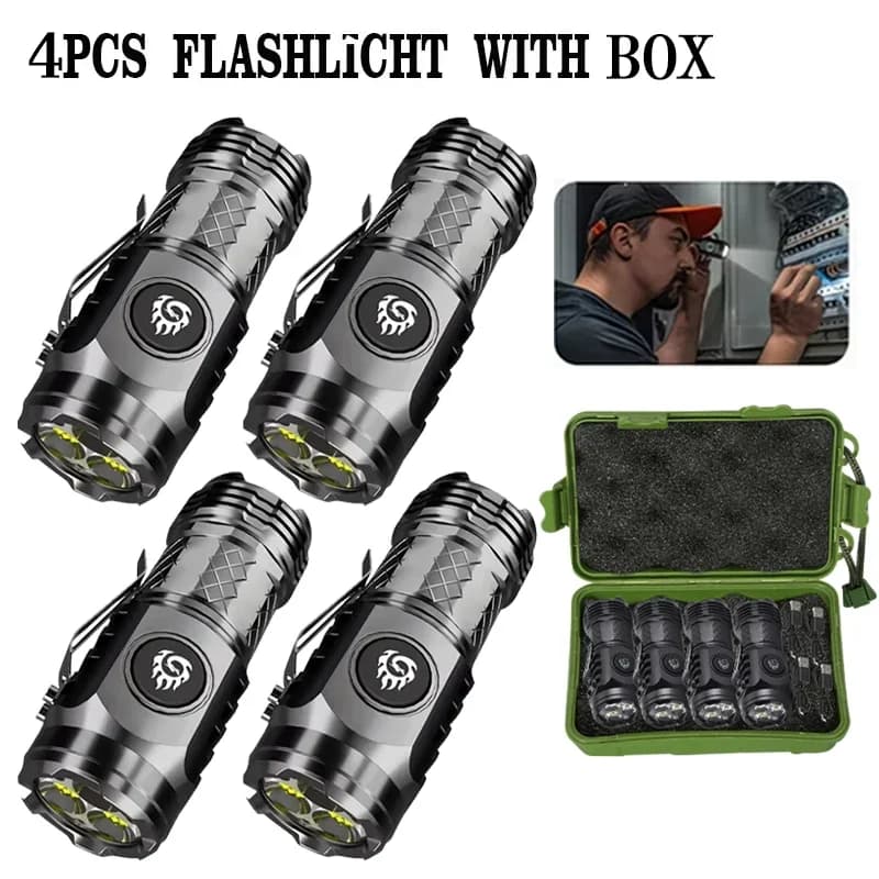 Powerful Super Bright Handheld Flashlight USB C Charging Waterproof Adjustable Brightness Torch for Camping Hiking Emergency