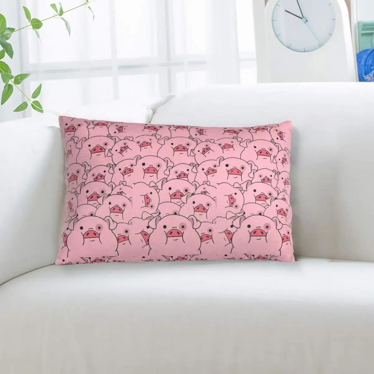 Decorative Rectangular Cushion Lining with cute cartoon pig, for bed, home, comfort and decoration