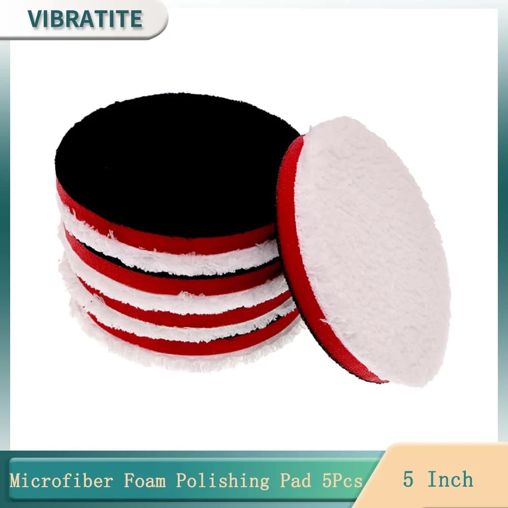 Set di 5 Tamponi Professionali in Microfibra da 5 Pollici (125MM) con Velcro per Lucidatura Auto, Taglio, Levigatura e Ceratura