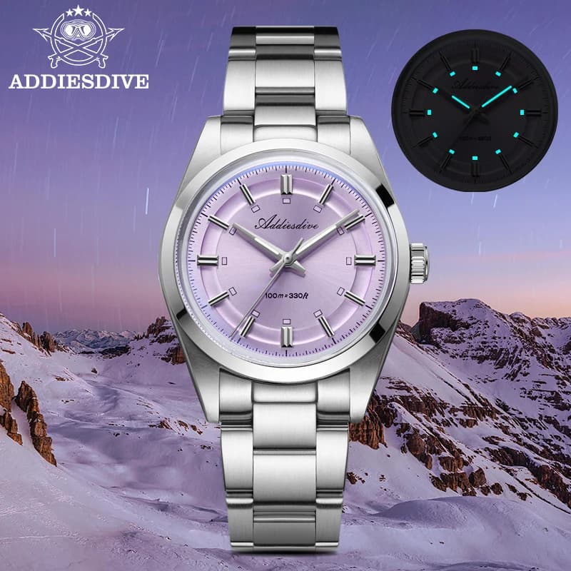ADDIESDIVE Orologio al quarzo VH31 da uomo Acciaio inossidabile 316L K1 vetro minerale 100m Orologio da polso luminoso impermeabile Orologi da uomo di lusso