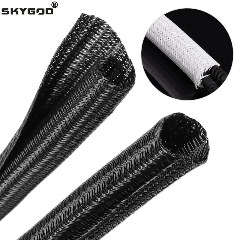1~50m Expandable Cable Sleeve PET Braided Self Closed Auto Insulated Wrap Flexible Pipe Tube Split Line Protector Wire Organizer