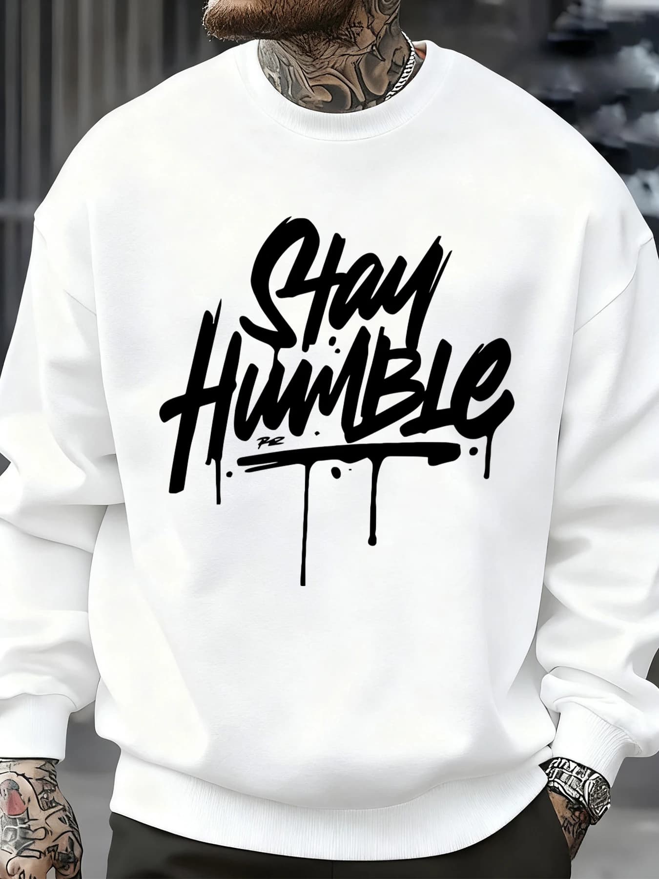 Stay Humble Felpe stampate accattivanti da uomo in pile morbido pullover da strada abbigliamento sportivo oversize autunno abbigliamento casual unisex