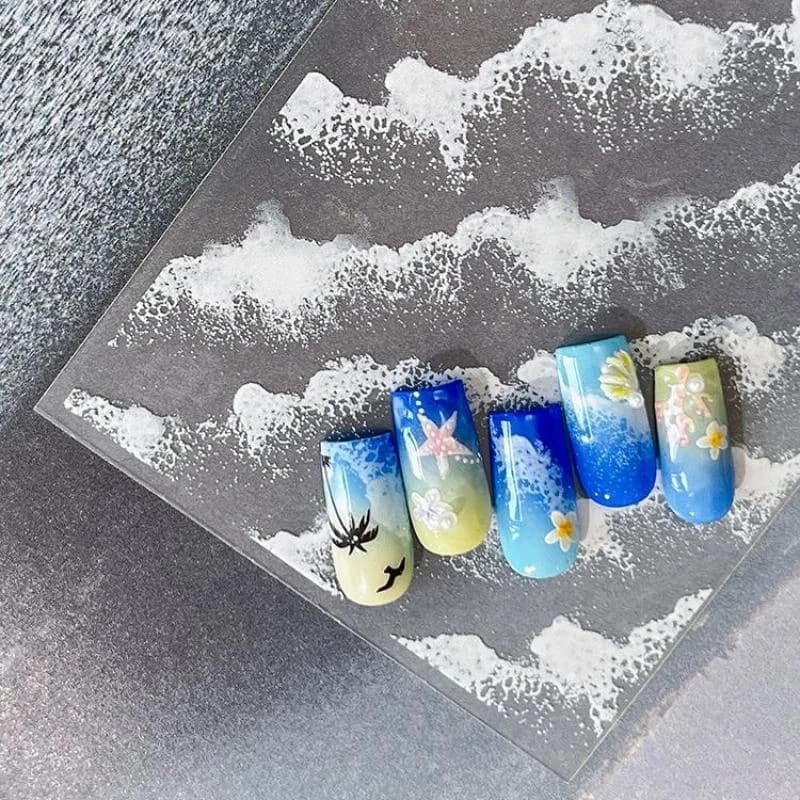 Adesivo Nail Art Serie Sea Story Onda incisa Decor Nail Water Cloud Adesivi Decorazioni Decalcomanie fai da te Design Giappone Coreano
