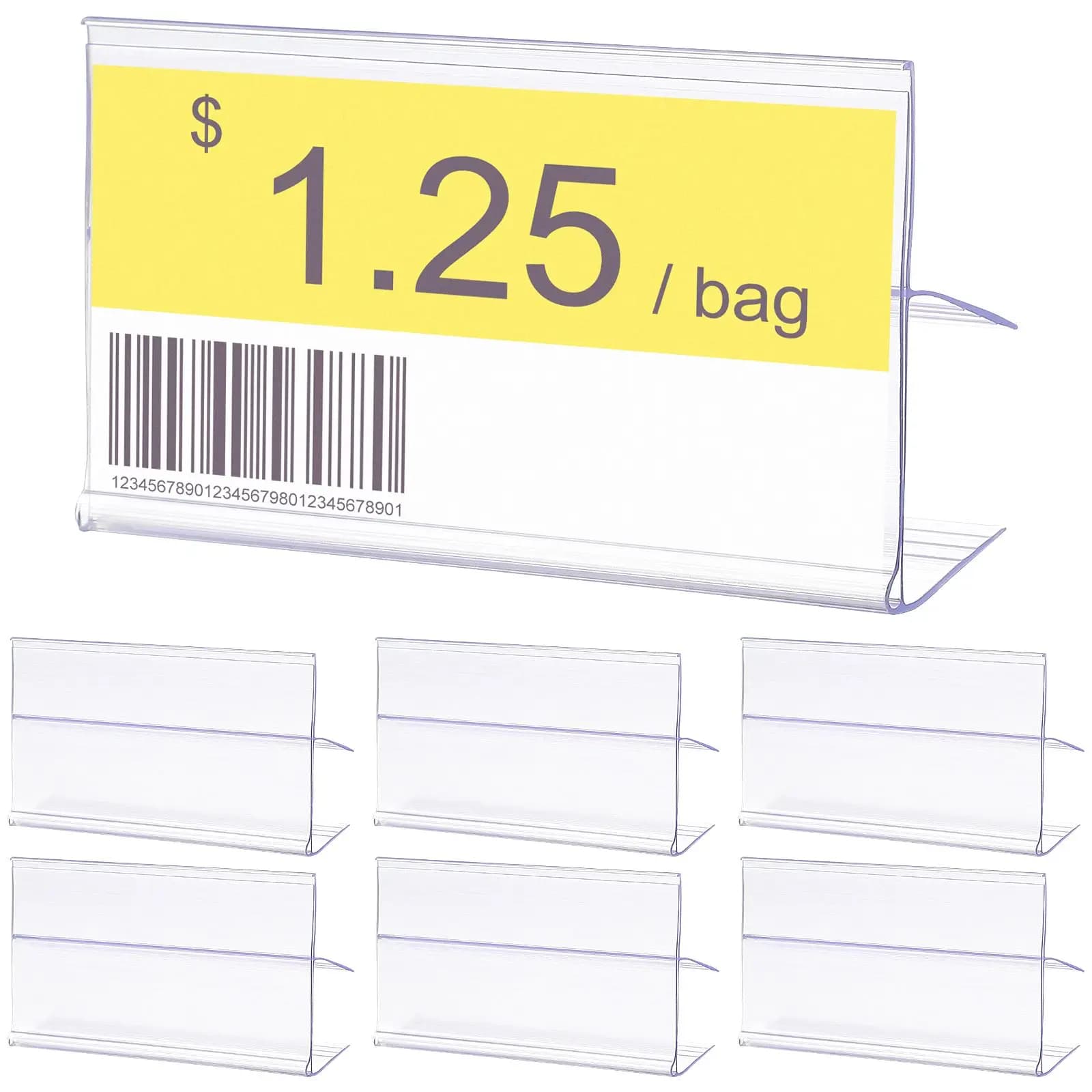 30 pezzi a forma di L, espositore per cartelli da tavolo, nome, prezzo, porta carte, per padetteria al dettaglio, buffet, acrilico, trasparente, etichetta per cartellino del prezzo