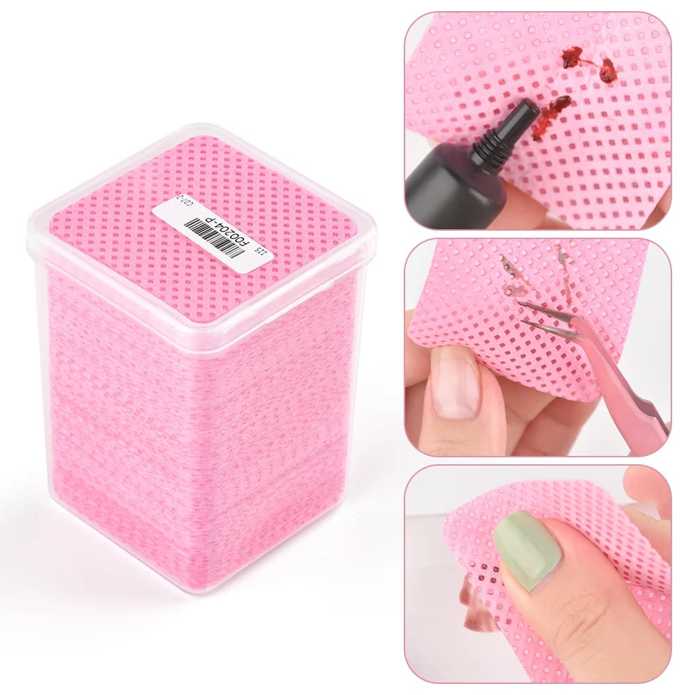 175/200Pcs Pink Lint-Free Nail Polish Remover Wipes UV Gel Glue Nail Polish Removal Cotton Pad for Makeup Manicure Cleaning Tool