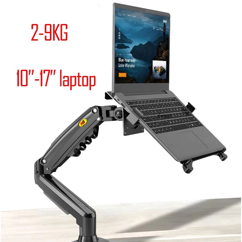 NB F80 con supporto per laptop da 10"-17", supporto da scrivania per notebook, braccio lungo a molla a gas, movimento completo, inclinazione, morsetto, foro per passacavi