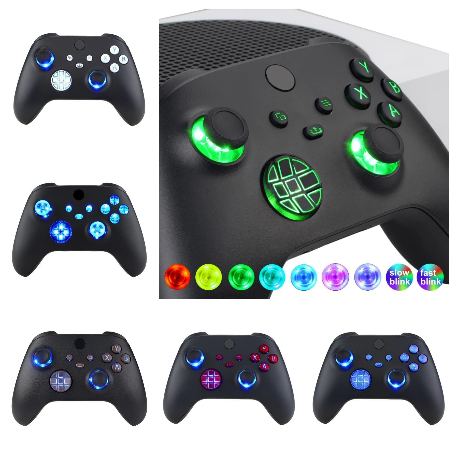 eXtremeRate Kit LED DTF V2 illuminato multicolore per controller Xbox Series X/S modello 1914, pulsanti levette D-pad