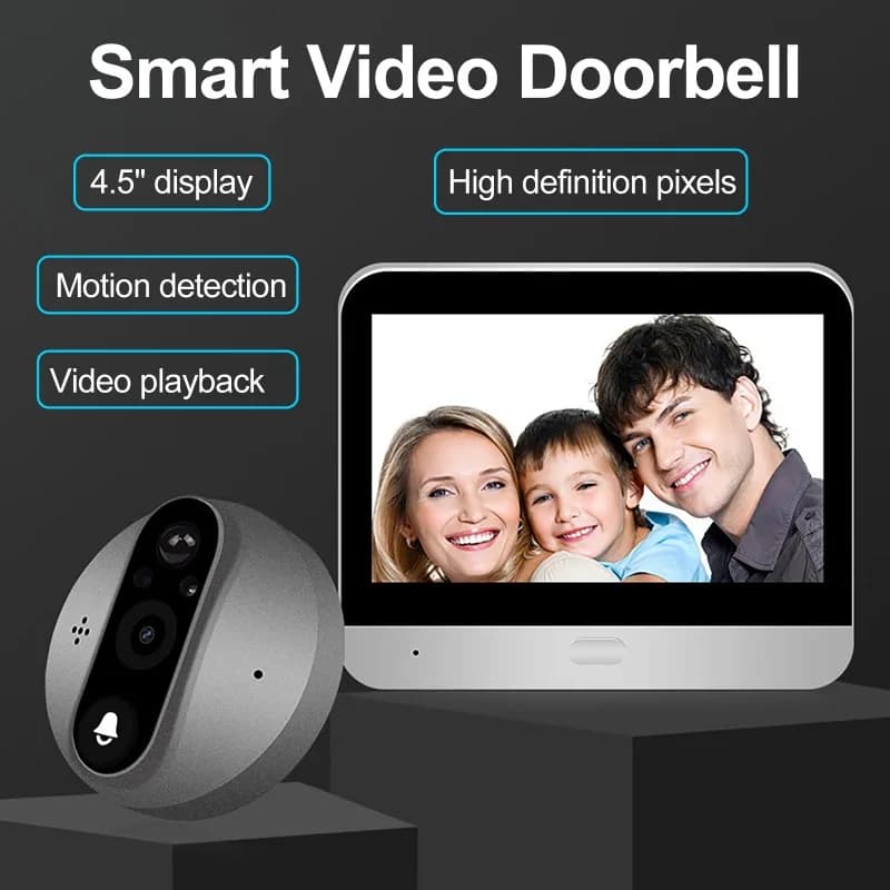 Videocitofono intelligente Tuya WiFi da 4,3 pollici 1080P con interfono vocale bidirezionale, telecamera spioncino, sicurezza domestica e visione notturna.