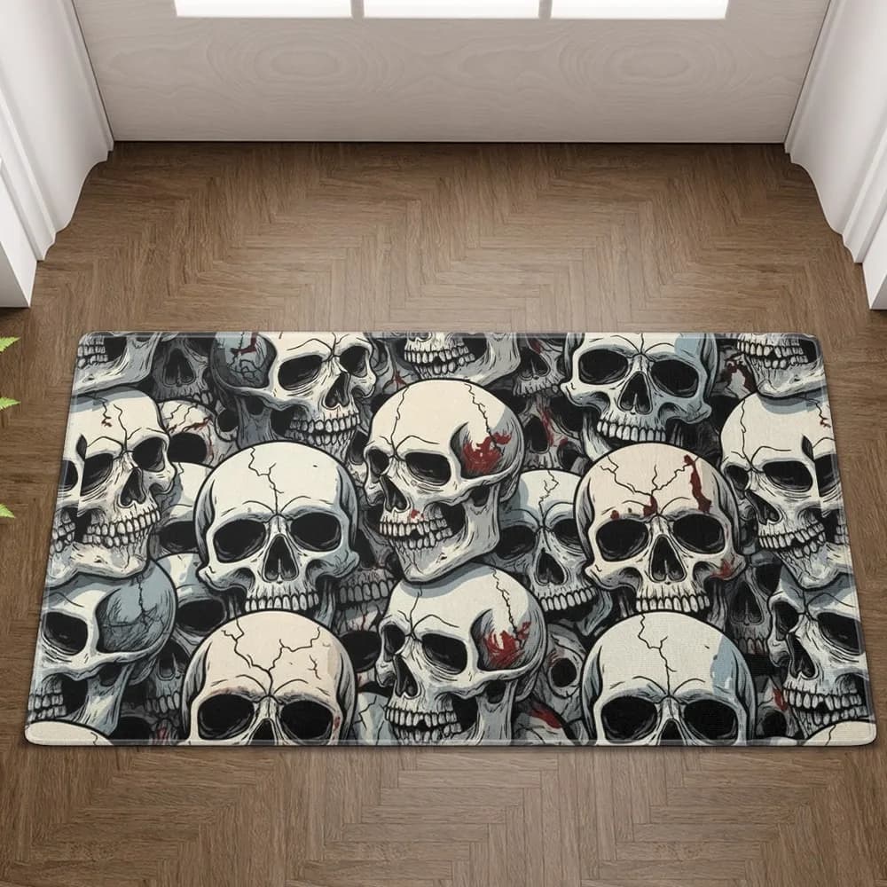 Teschi Zerbino Horror Scheletro Design Antiscivolo Gotico Tappetino di benvenuto Tappetino per interni ed esterni Decorazione della casa Tappeto decorativo