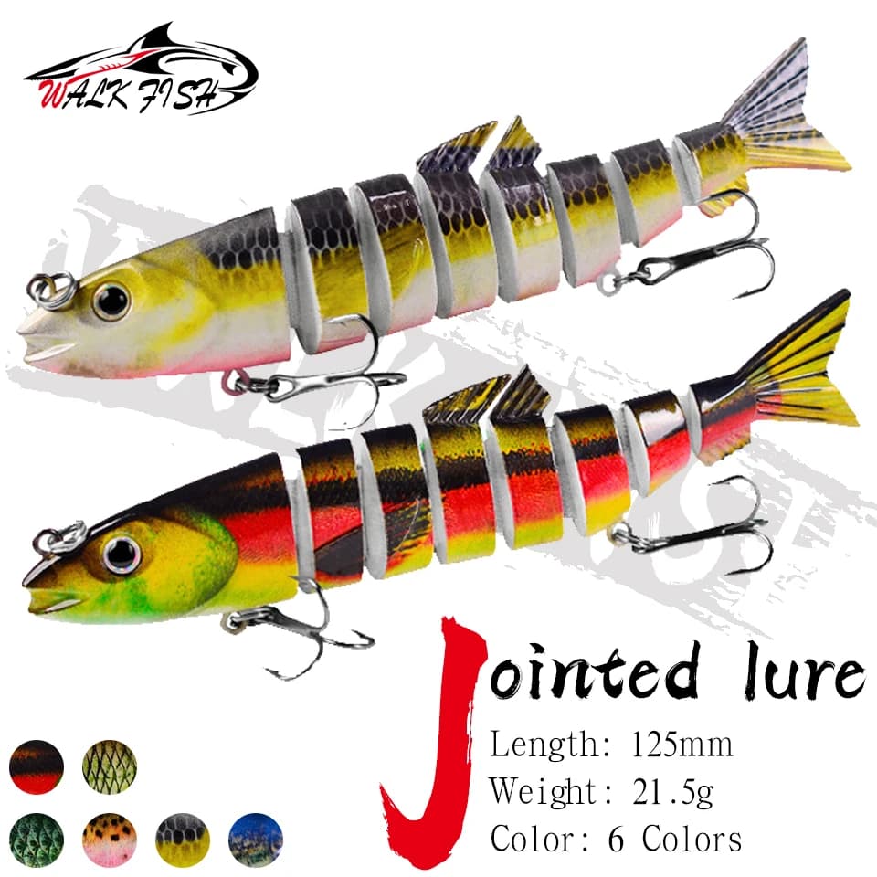 WALK FISH 1 Pezzo 12,5 cm 21,5 g Wobbler Multi-Articolato per Luccio, Esche Artificiali Dure a Sezioni, Attrezzi da Pesca a Traina per Carpe