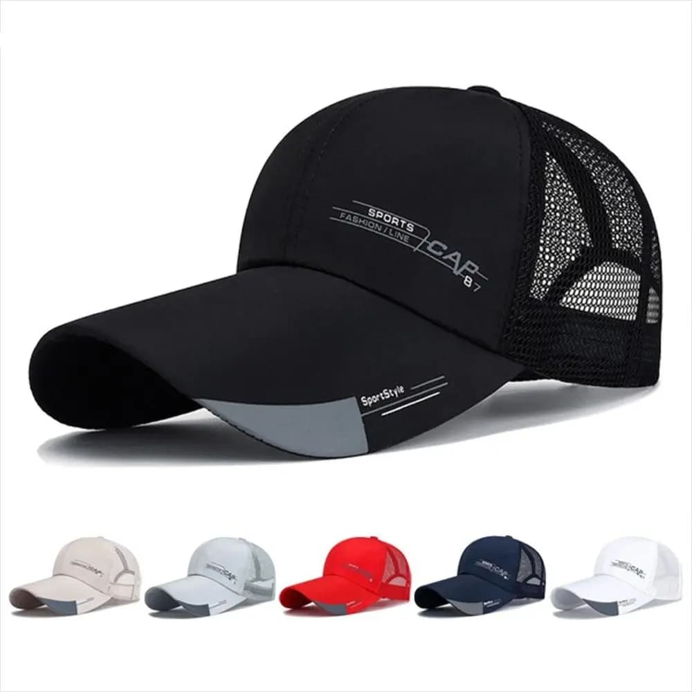 Casual Wide Brim Mesh Baseball Cap Breathable Adjustable Peaked Cap Quick-drying Sunscreen Hat Outdoor Sports