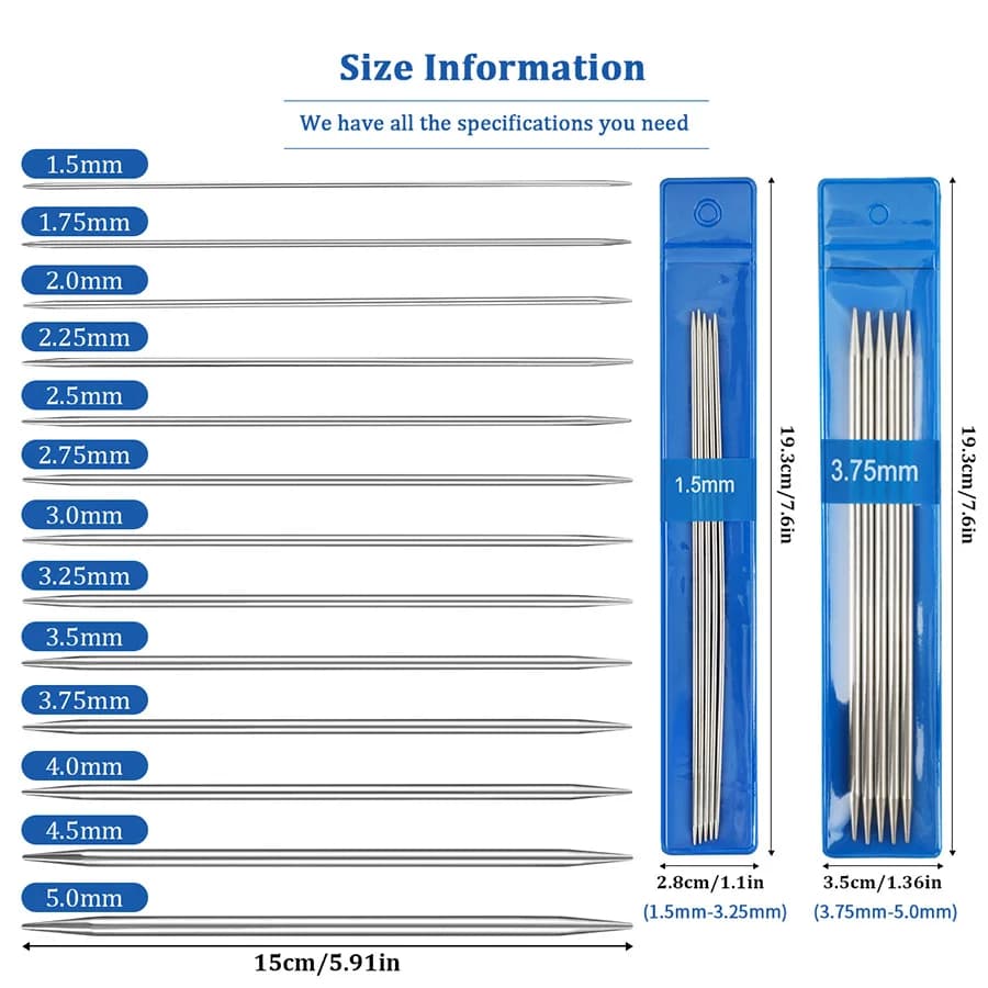 65 pezzi 15 cm calzino corto lavorato a maglia in acciaio strumento speciale bambola scarpe da bambino doppio punto cavo in acciaio inossidabile ago mini perno accessorio