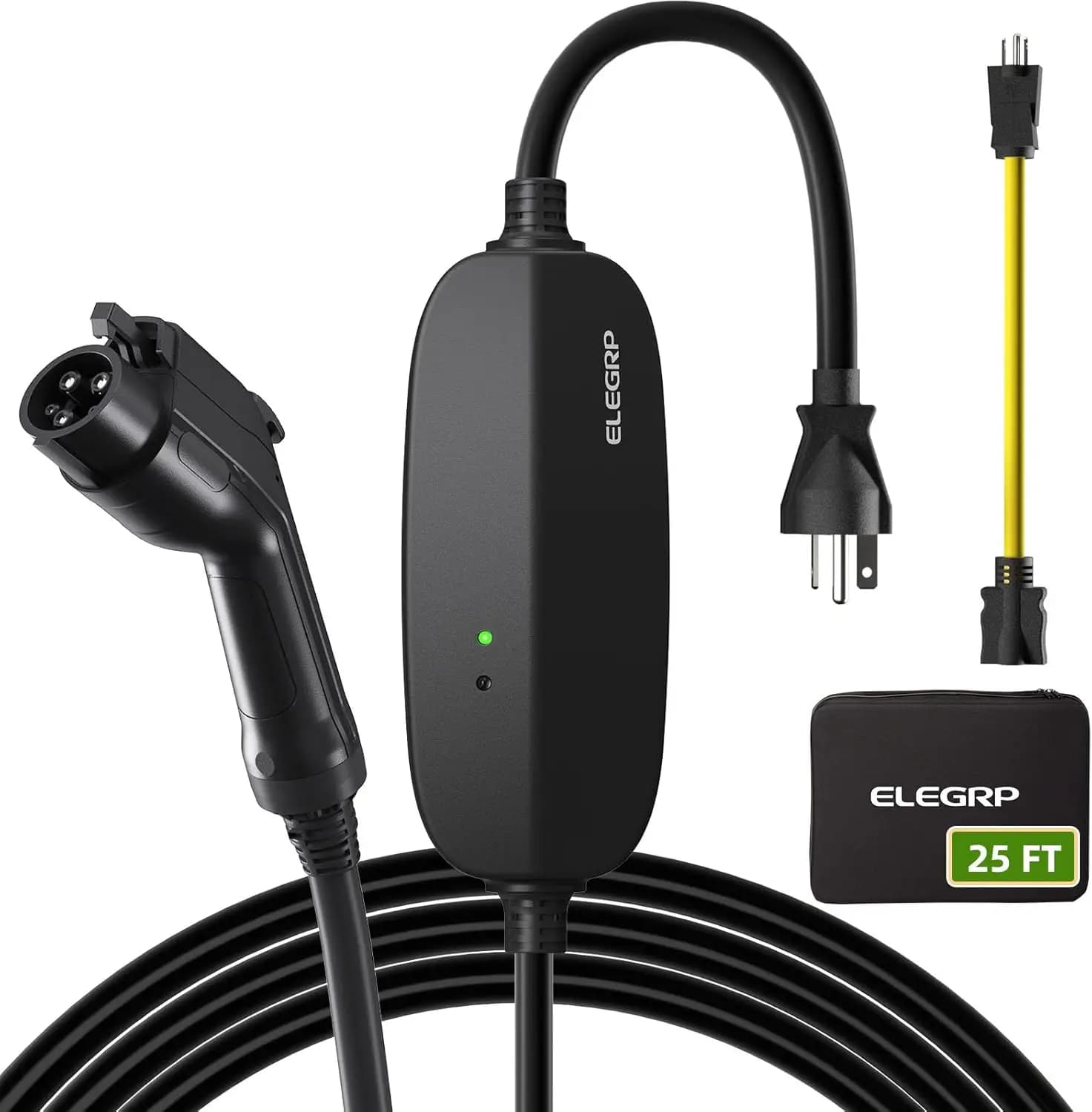 ELEGRP J1772 AC, type 2, level 1-2, 3.5KW 7KW, portable mobile EV charger for home and travel