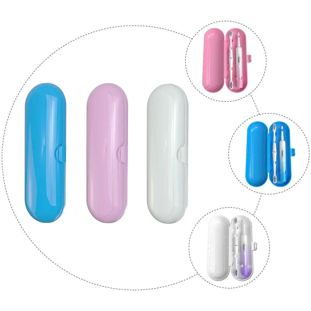 3Pcs Electric Toothbrush Protective Case Portable Toothbrush Organizer with Groove Buckle Sealed Design for Travel Bathroom