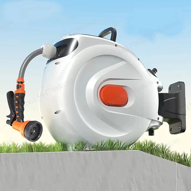 180 ° Avvolgitubo da parete retrattile da 20m/30m con staffa rotante, avvolgitubo da giardino con pistola ad acqua multifunzione
